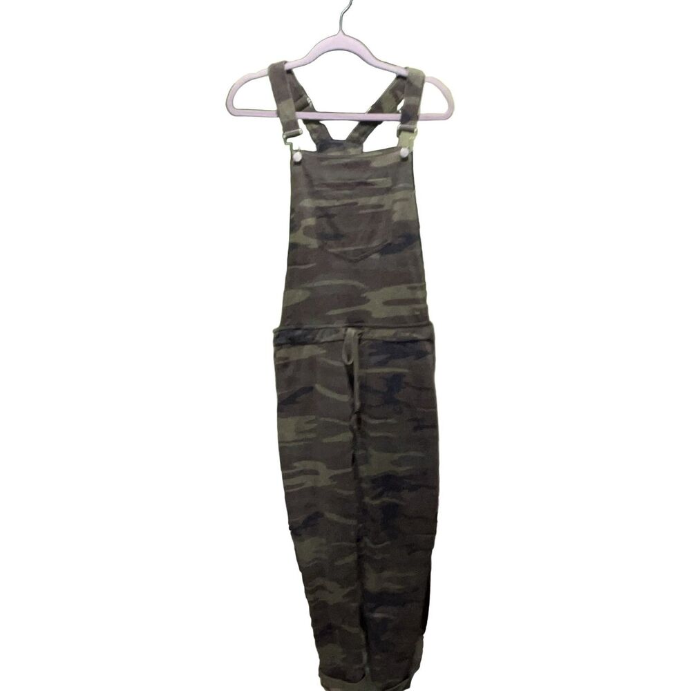 Z Supply The Camo Overalls ZP181305S Women's Large Camo Green Cotton Blend